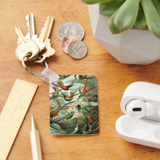 エルンスト・ヘッケルによるコリブリのイラスト、ヴィンテージの鳥と木 キーホルダー (デスク)