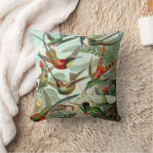 エルンスト・ヘッケルによるコリブリのイラスト、ヴィンテージの鳥と木 クッション (ブランケット)