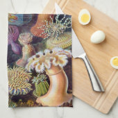 エルンスト・ヘッケルによるヴィンテージの水中イソギンチャク キッチンタオル (四つ折り)