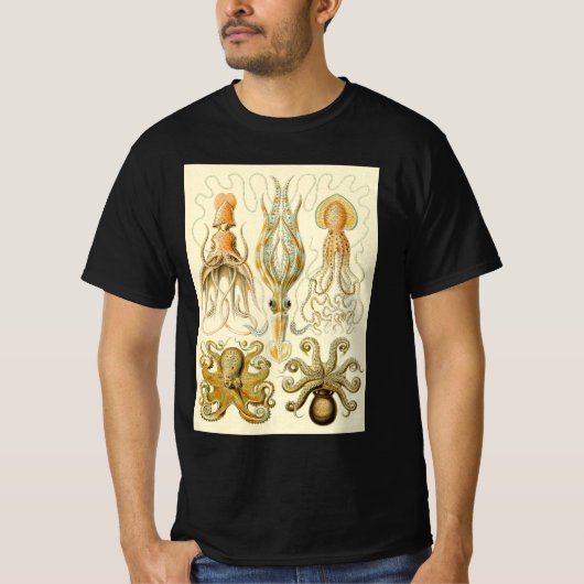 エルンスト・ヘッケルの古風なタコ・イカ・Gamochonia Tシャツ (正面)