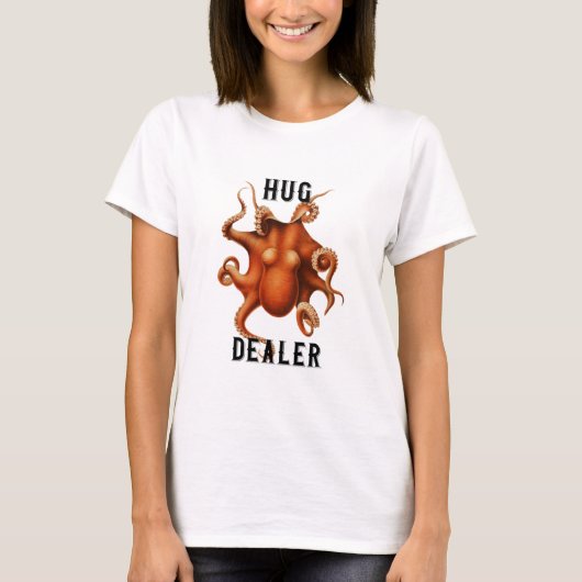 エルンスト・ヘッケルの白いタコ 'Hug Dealer' Tシャツ (正面)