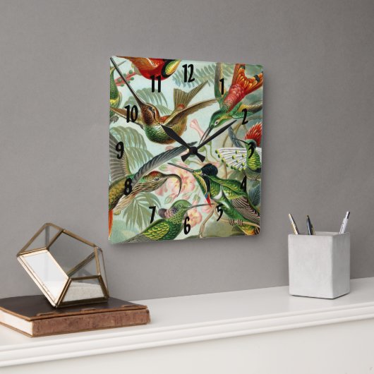 エルンスト・ヘッケルの芸術のプリント: Trochilidae スクエア壁時計 (オフィス)
