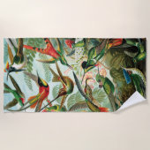 エルンスト・ヘッケル著ハチドリ ビーチタオル (正面)