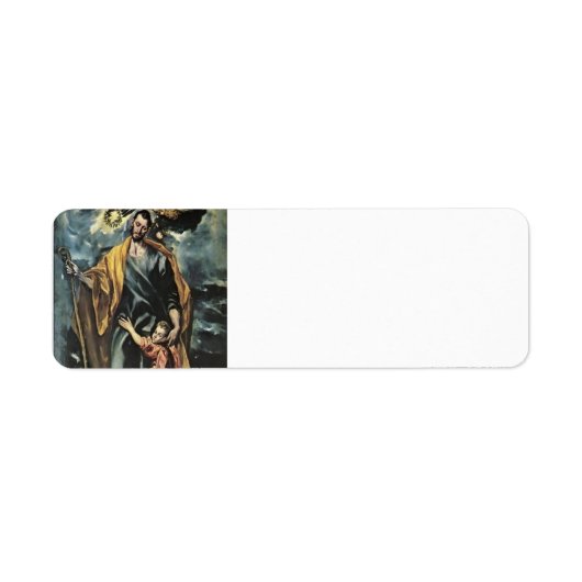 エル・グレコ – 聖ヨセフとキリストの子 ラベル (正面)