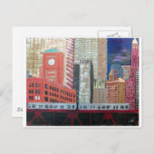 エル・トレイン付きシカゴの街並み ポストカード (正面/裏面)