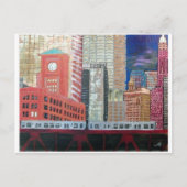 エル・トレイン付きシカゴの街並み ポストカード (正面)