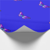 エレかわいらしックブルーバタフライラッピング紙 ラッピングペーパー (角)