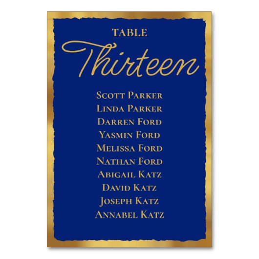 エレガはっきりしたンス王室のブルー金ゴールドエッジ座席表 テーブルナンバー (正面)