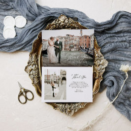 エレガイタリアンンスクラシックスクリプTwo Photo 結婚's サンキューカード