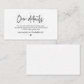 エレガカジュアルンス、ブラックフォント、我々結婚の詳細 エンクロージャーカード (正面/裏面)