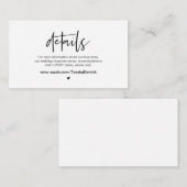 エレガカジュアルンス，ブラックフォント,結婚ズ詳細 エンクロージャーカード (正面/裏面)
