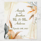 エレガカスタマイズントウェディングボヘミアン水彩色 ワインラベル (シングルラベル)