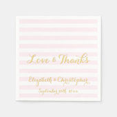 エレガカスタムントウェディングピンクストライプ紙ナプキンス スタンダードカクテルナプキン (正面)