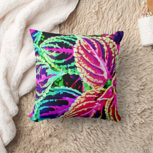 エレガカラフルンス葉パターン クッション (ブランケット)