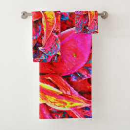 エレガカラフルンス葉パターン バスタオルセット