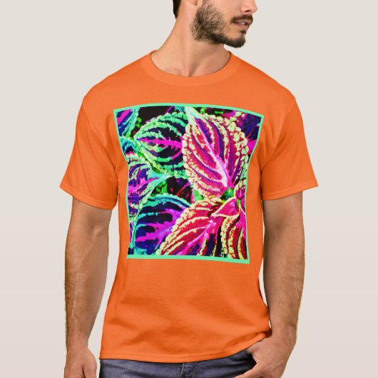 エレガカラフルンス葉パターン Tシャツ (正面)