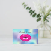 エレガガーリーントホログラフィック、唇、メイク、キラキラ 名刺 (スタンド正面)