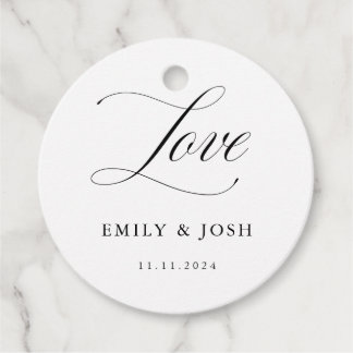 エレガクラシックントな結婚式のための書道愛のラベル フェイバータグ