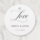 エレガクラシックントな結婚式のための書道愛のラベル フェイバータグ (裏面)
