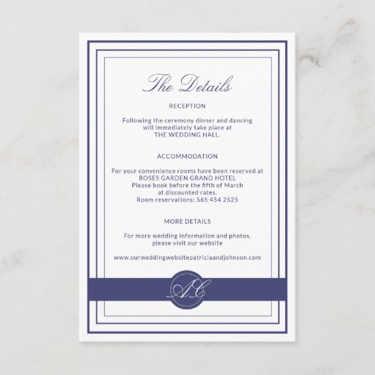 エレガクラシックントウェディング詳細ゲスト情報 エンクロージャーカード (正面)