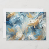 エレガコンテンポラリーンス：ブルーホワイト金ゴールド婚約 招待状 (裏面)