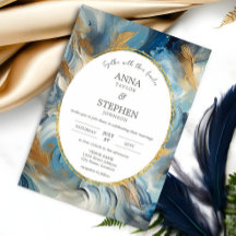 エレガコンテンポラリーンス：ブルーホワイト金ゴールド結婚ズ