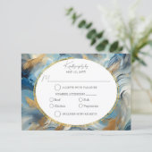 エレガコンテンポラリーンス：ブルーホワイト金ゴールドRSVP 出欠カード (スタンド正面)