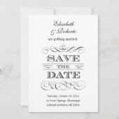 エレガシンプルンスブラックアンドホワイトセーブザデート 招待状 (裏面)