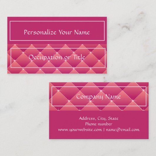 エレガシンプルンスプロフェッショナルピンクタフトダイヤモンド 名刺 (正面/裏面)