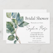 エレガシンプルンス植物緑ブライダルシャワー 招待状 (正面/裏面)