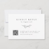 エレガシンプルンス植物緑QRコー結婚ド 出欠カード (正面)