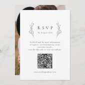 エレガシンプルンス植物緑QRコー結婚ド 招待状 (正面/裏面)