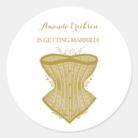 エレガシンプルンス金ゴールドコルセットランジェリーブライダルシャワー ラウンドシール (正面)