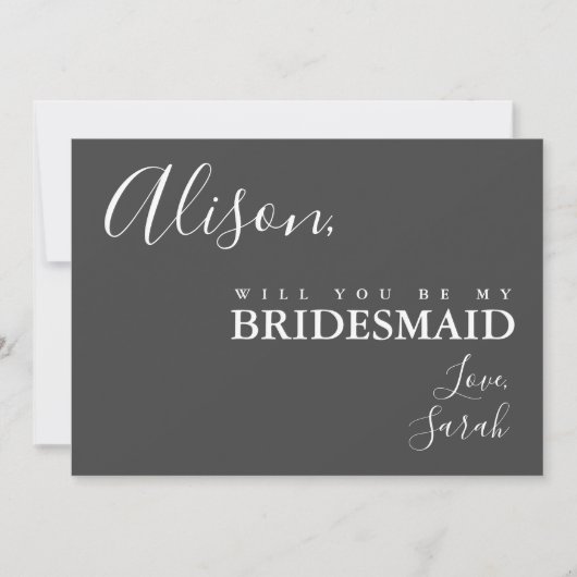 エレガシンプルンスBe My Bridesmaid Proposal Card 招待状 (正面)