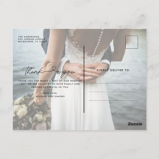 エレガシンプルントなウェディングフォトサンキュー ポストカード (裏面)