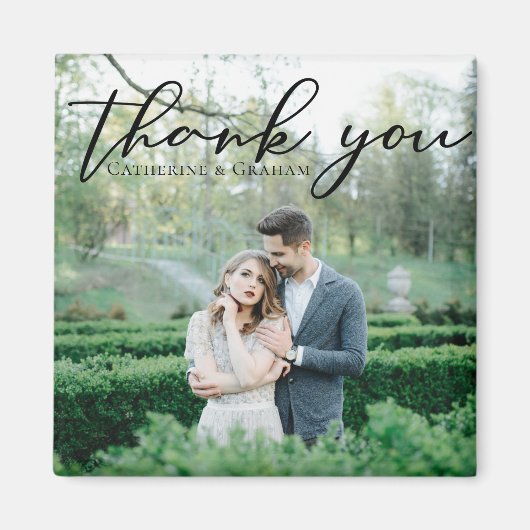 エレガシンプルントなウェディングフォトサンキュー マグネット (正面)
