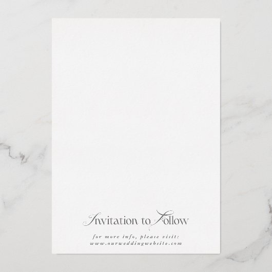 エレガシンプルントなウェディング写真日付を保存 箔招待状 (裏面)