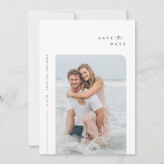 エレガシンプルントな結婚式の写真日付を保存 招待状 (正面)
