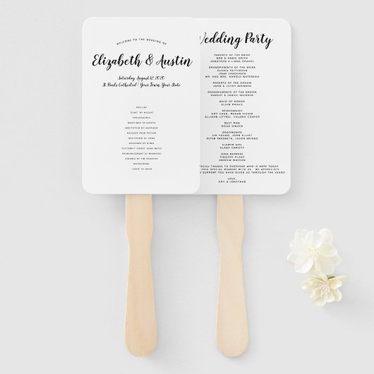 エレガシンプルントウェディングプログラムファン ハンドファン (正面&裏面)