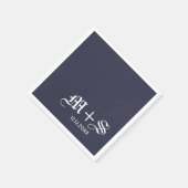 エレガシンプルントウェディングモノグラムブルー スタンダードカクテルナプキン (角)