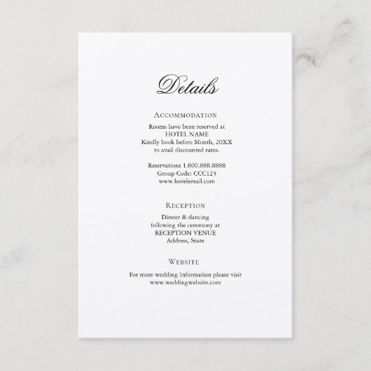 エレガシンプルントウェディング詳細エンクロージャカード エンクロージャーカード (正面)