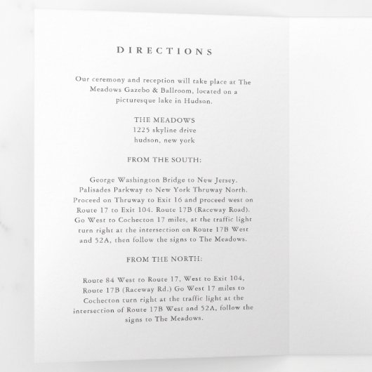 エレガシンプルントウェディング詳細エンクロージャ 三つ折り招待状 (内部最初)