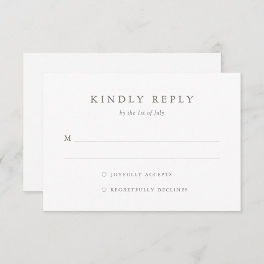 エレガシンプルントウェディングRSVPカード 出欠カード (正面/裏面)