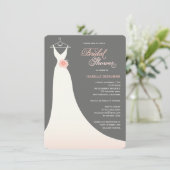 エレガスタイリッシュントウェディングガウンピンクブライダルシャワー 招待状 (スタンド正面)