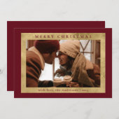 エレガスタイリッシュン赤とフェイク金ゴールド | フォトクリスマス シーズンカード (正面/裏面)