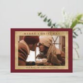 エレガスタイリッシュン赤とフェイク金ゴールド | フォトクリスマス シーズンカード (スタンド正面)