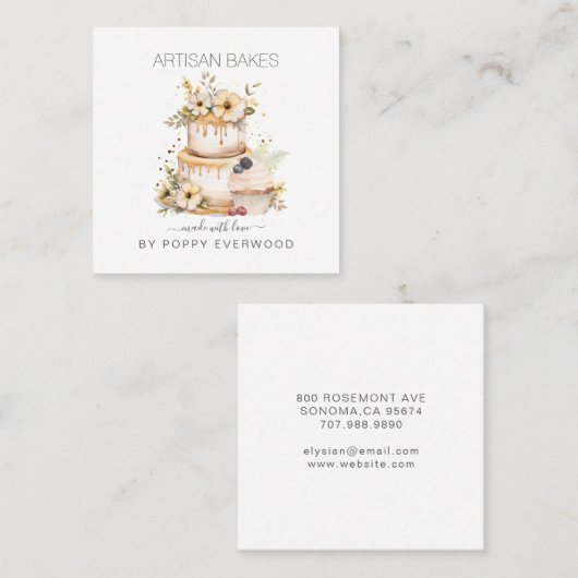 エレガタンケーキベイカーパティシシェフ スクエア名刺 (正面/裏面)