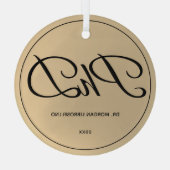 エレガニシンプルー金ゴールドPhD卒業 ガラスオーナメント (裏面)