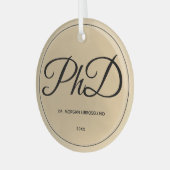 エレガニシンプルー金ゴールドPhD卒業 ガラスオーナメント (正面左)