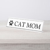エレガパーソナライズされたンス: Cat Mom デスクネームプレート (正面)